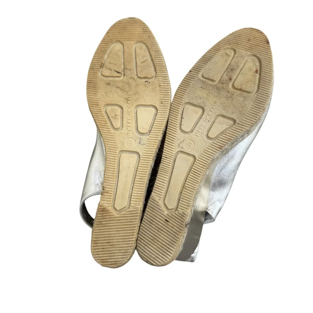Charles Jourdan Paris Gold Leather Slingback Espadrille Wedges 6 Vintage
